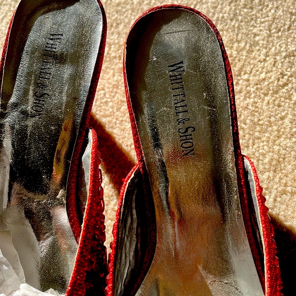 A beautiful red sequence slide on shoe Never worn
